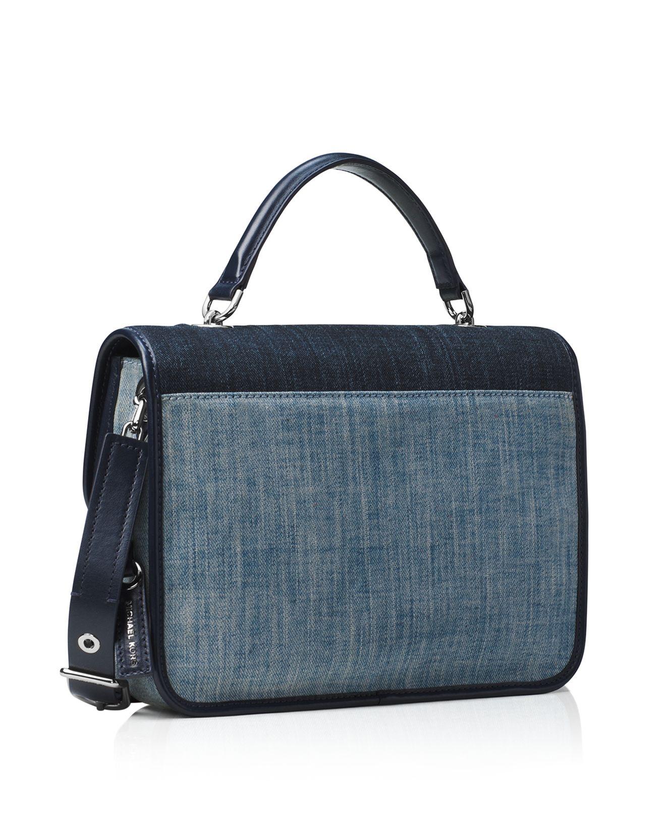 MICHAEL Michael Kors Cooper Large Denim School Satchel Bag in Indigo